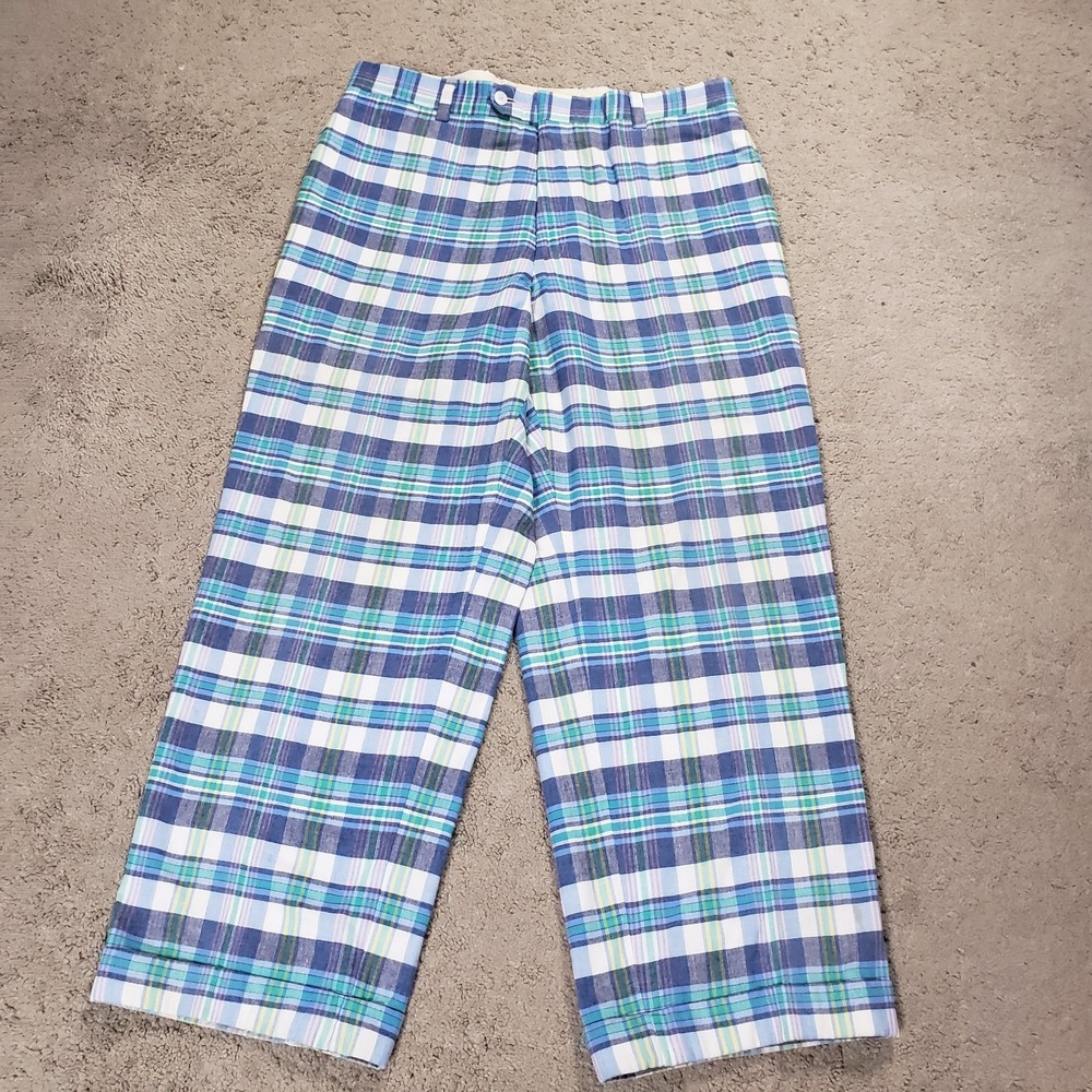 Charleston Khakis Mens 34x28 Madras Plaid Dress Pants Golf Tartan Party Loud